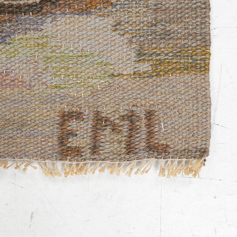 Edvin & Magnhild Lundsten, a carpet, 'Hällristningar' ('Petroglyph'), flat weave, c. 280 x 192 signed EML.