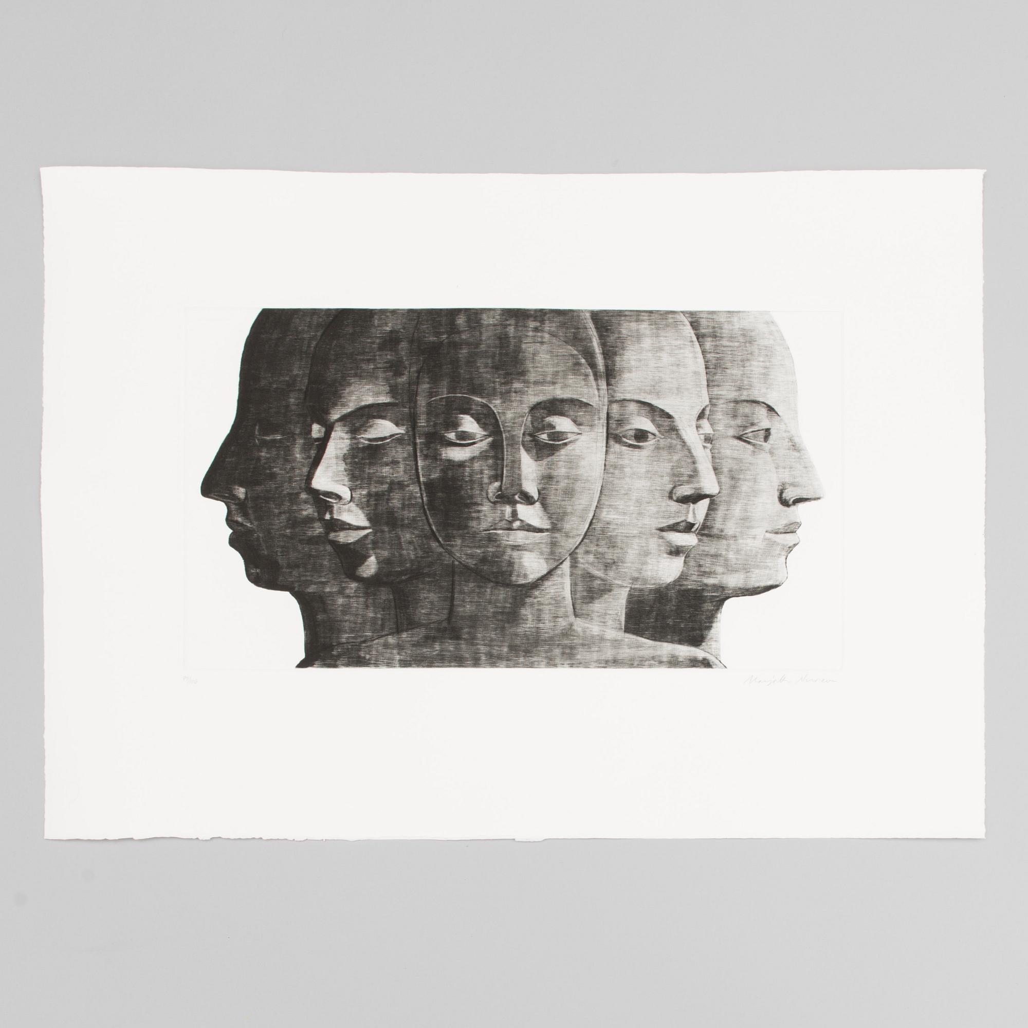 MARJATTA NUOREVA, graphic portfolio, mezzotint and drypoint 12 pcs, signed, numbered.