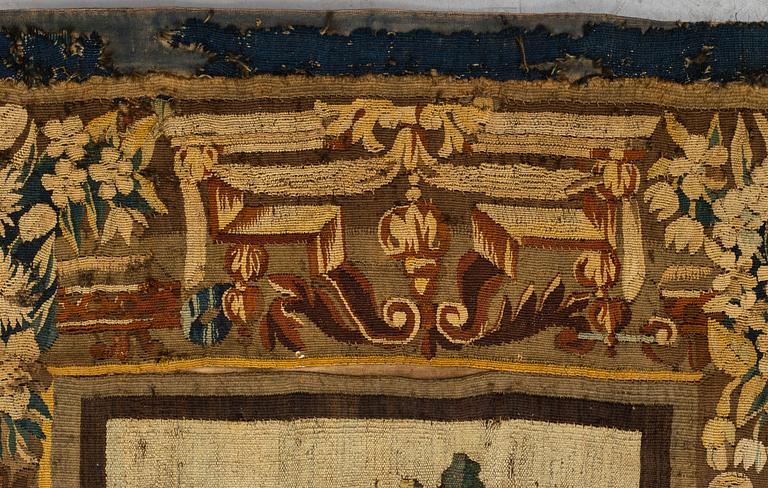 Vävd tapet, "Verdure", gobelängteknik, "entre-fenêtre", ca 314 x 109, cm, Aubusson omkring 1700-1700-talets förra hälft.