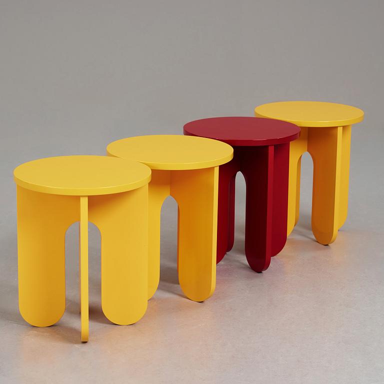 OWL, "Capsules”, a table and four stools in an unique colaboration with Arranging Things, 2019.