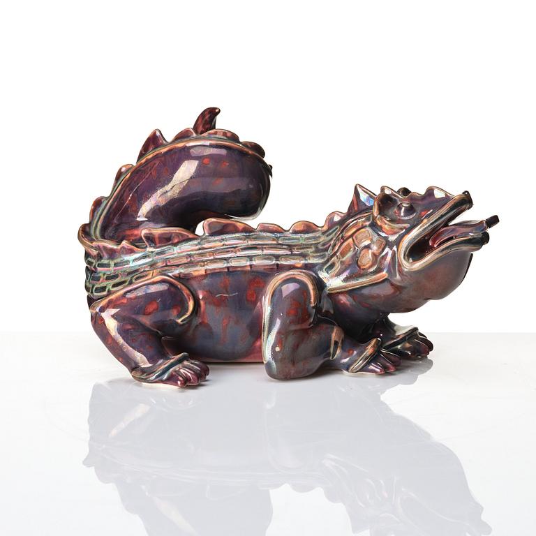 Wilhelm Kåge, a stoneware sculpture of a dragon, Gustavsberg, Sweden 1940-50s.