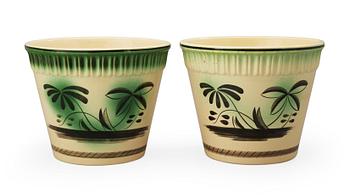 A pair of Arthur Percy creamware flower pots, 'Percy', Gefle, 1920's.