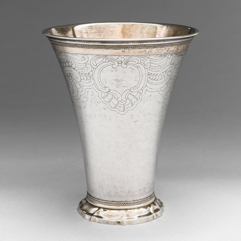 Kilian Kelson, Bröllopsbägare, silver, delvis förgylld, Stockholm 1764.