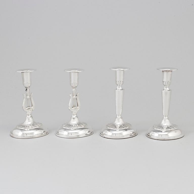 Two pairs silver candlesticks from K&EC, Gothenburg, 1958-61.