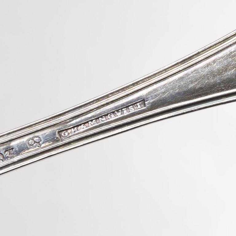A set of six Swedish silver table spoons, mark of Gustaf Hamnqvist, Åmål 1810.