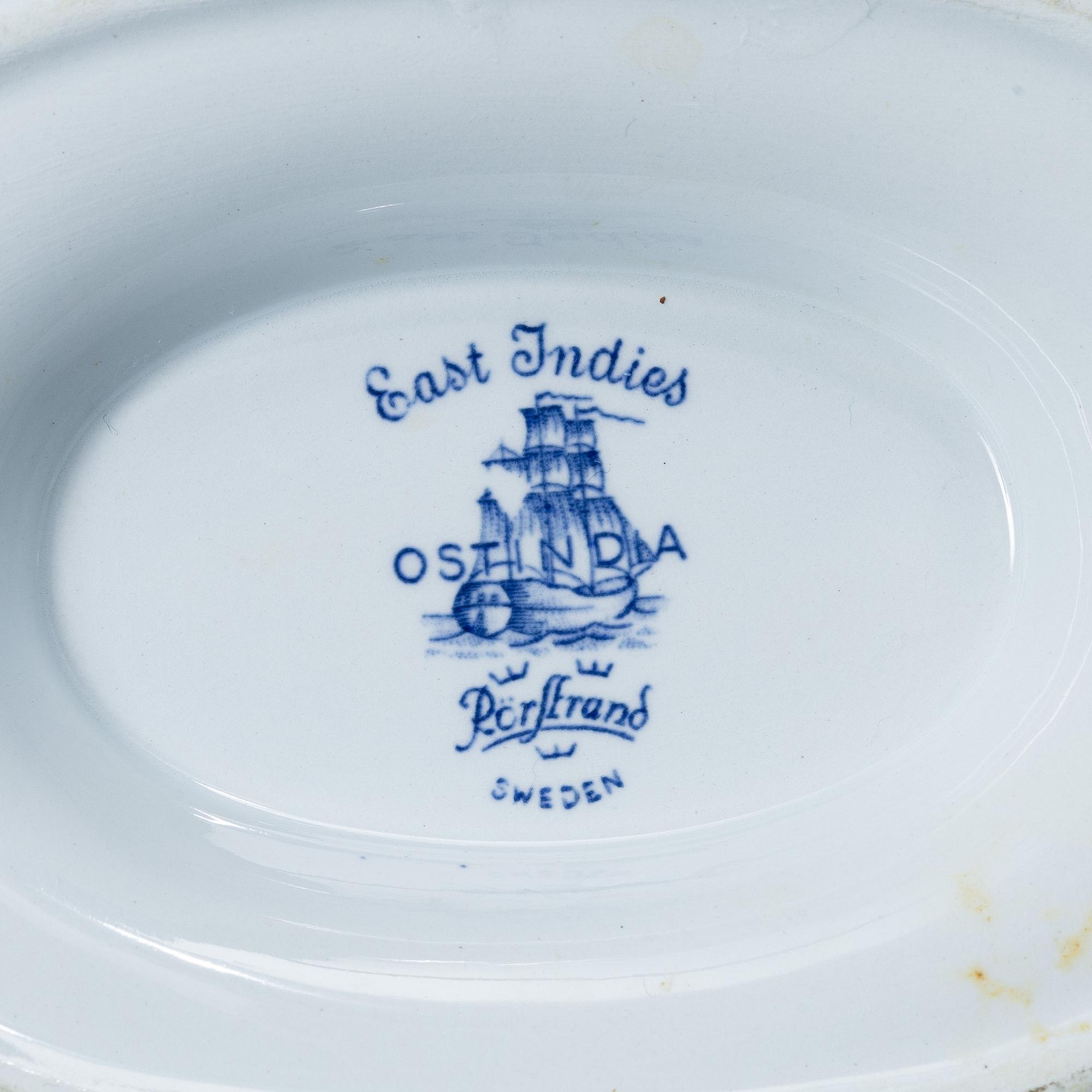 Rörstrand, servisdelar, 28 st, "Ostindia", 1900-tal.