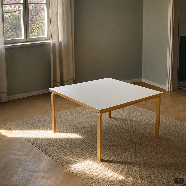 Alvar Aalto, a model '84' table for Artek, 2006.