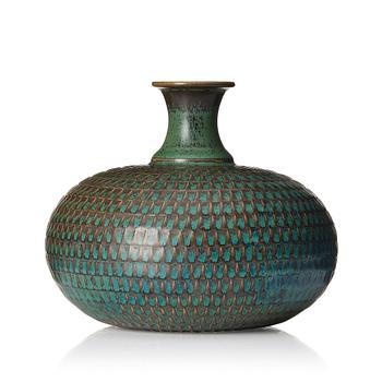 Stig Lindberg, a stoneware vase, Gustavsberg studio, Sweden 1963.