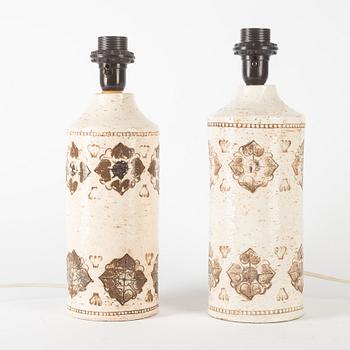 Bordslampor, ett par snarlika, Bitossi för Bergboms, 1900-talets andra hälft.