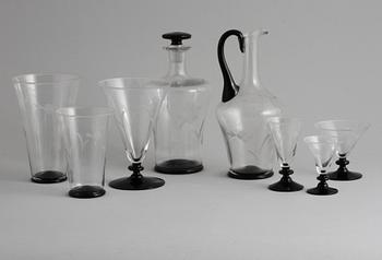 GLASSERVIS, 38 (36+2) delar, art deco, 1920/1930-tal.