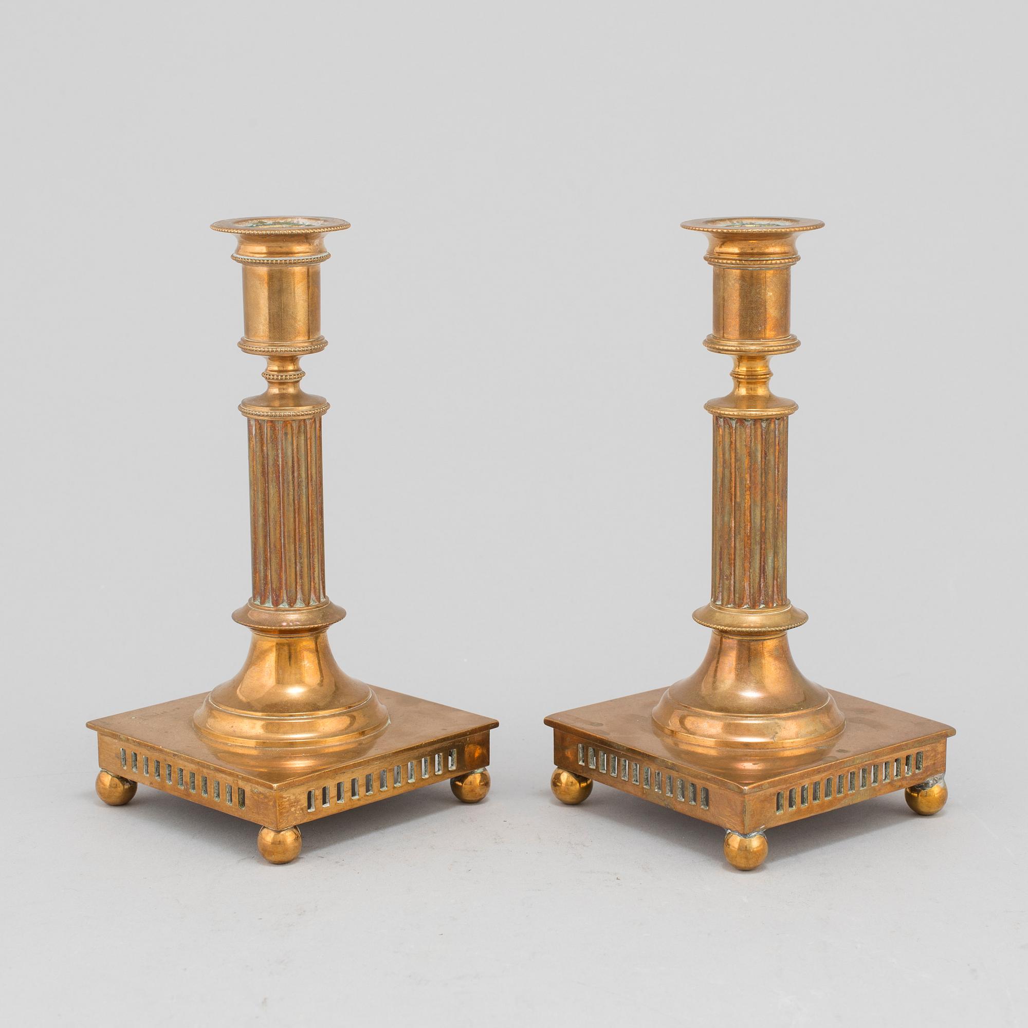 A PAIR OF BRASS CANDLESTICKS, Skultuna, 20th century.