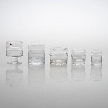 Timo Sarpaneva, 52-piece glass ware, 'Ripple' for Iittala. Designed in 1963.