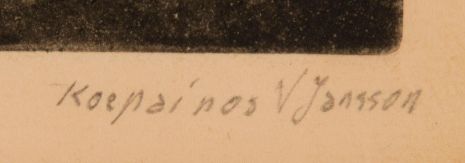 VIKTOR JANSSON, etsning, provtryck signerad V. Jansson.