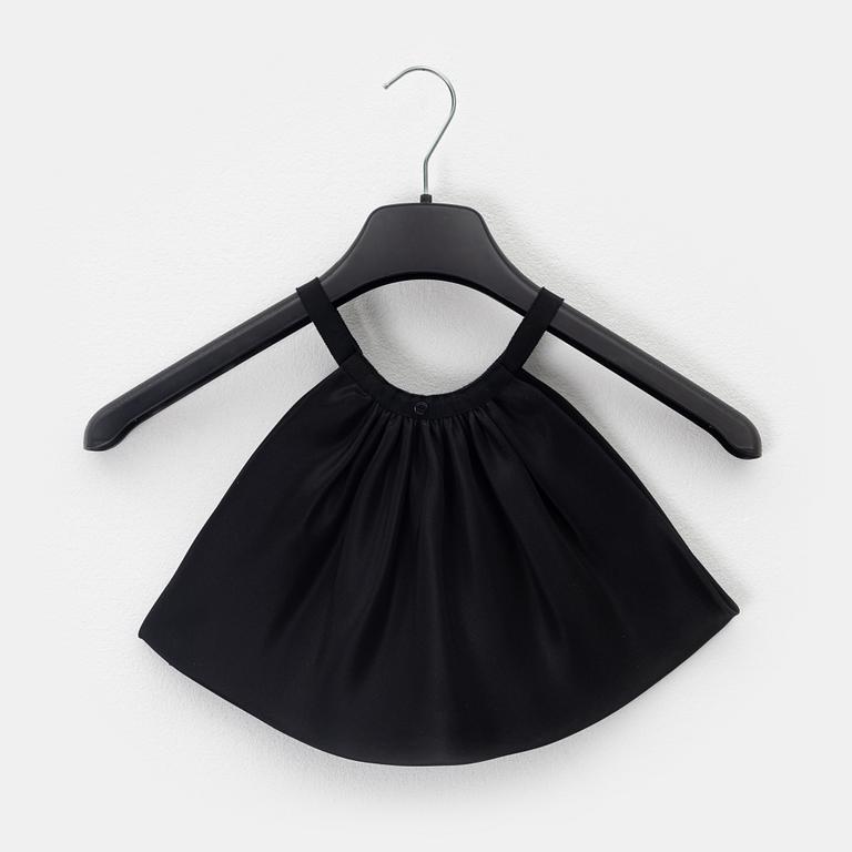 Chanel, a black silk skirt with a collar/top, size 34.