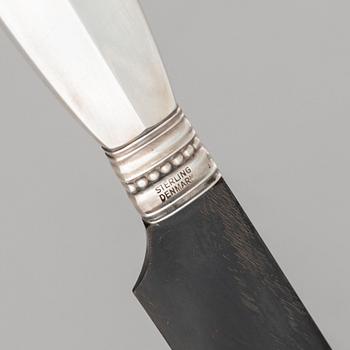 Johan Rohde, cutlery, 3 pieces, silver, model Dronning/Acanthus, Georg Jensen, Denmark.