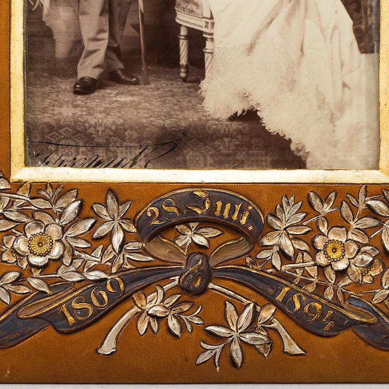 Royal wedding portrait depicting King Frederick VIII of Denmark and Louise of Sweden, 1869.