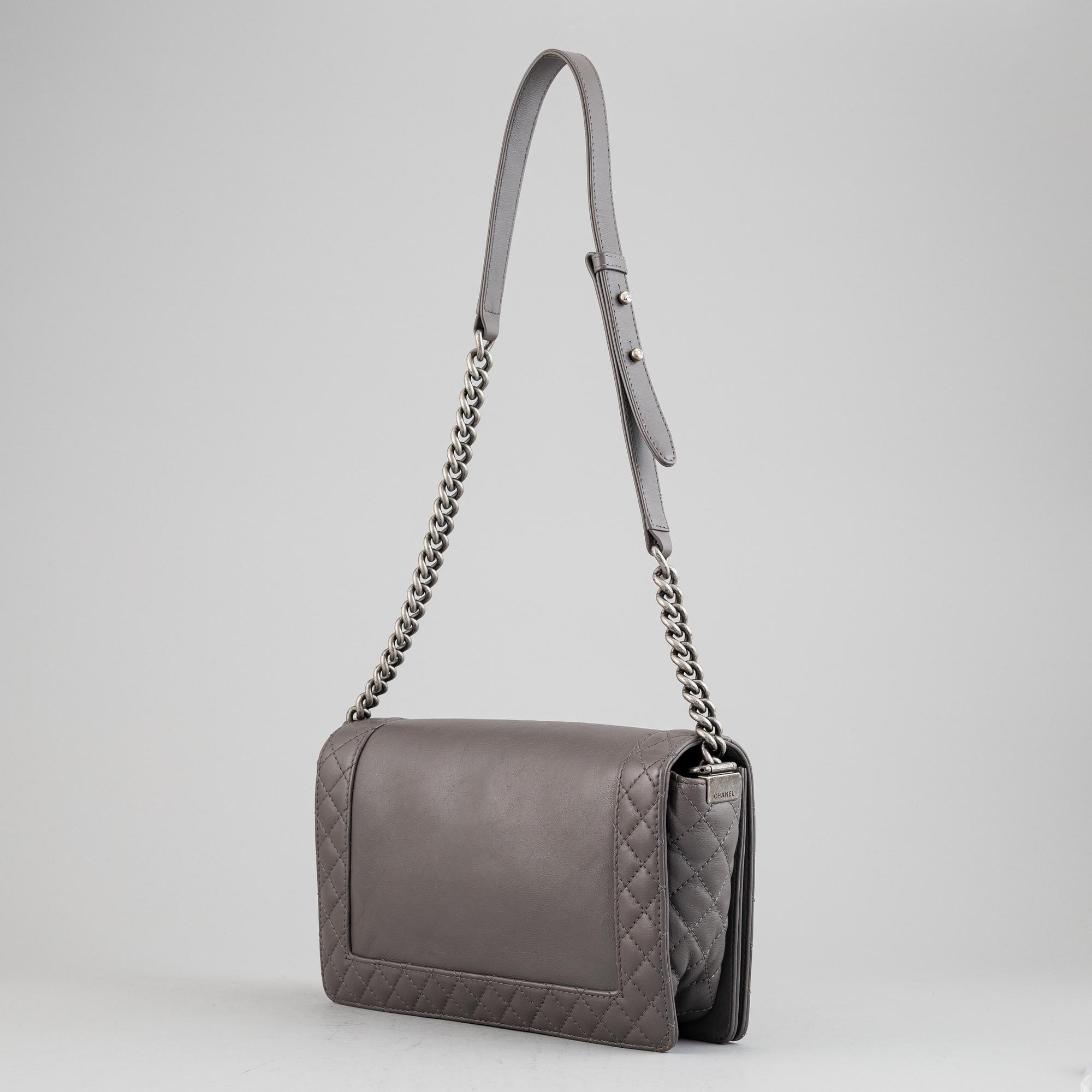 Chanel, a grey leather 'Large Boy Bag', 2014.