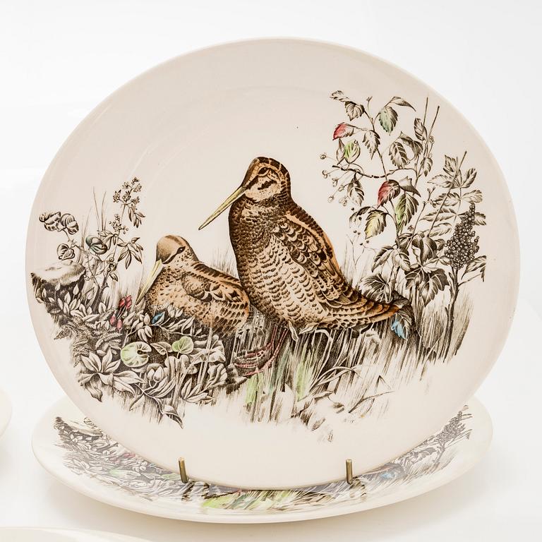 9 “Birds” plates, earthenware, Johnson Bros, England, first half/mid-20th century.