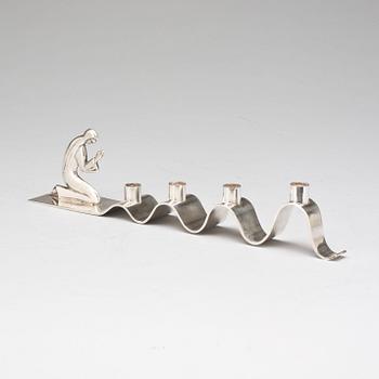 LJUSSTAKE, nysilver, Walter Andersson, Ystad Metall, 1900-talets första hälft.