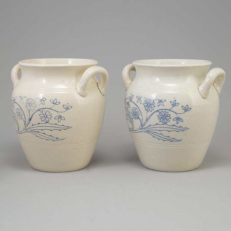 A set of four 20th century blue and white jars by Rörstrand.