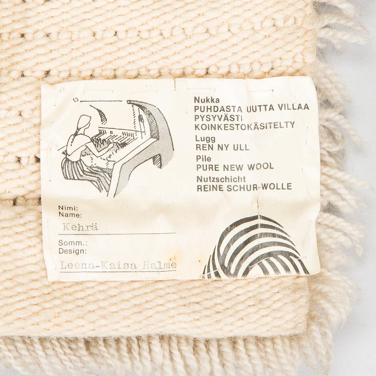 Leena-Kaisa Halme, ryijy, Kutomo Pirkko Koskinen, noin 155 x 104 cm.