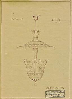Edward Hald, a chandelier model "HD 55", Orrefors, ca 1928.