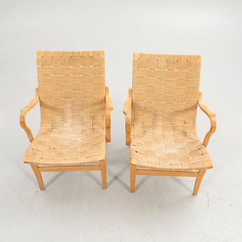 Bruno Mathsson, Armchairs, a pair, "Eva", Karl Mathsson Company, Värnamo 1978.