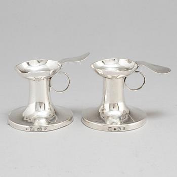 A pair of Peter Falk silver candlesticks, Skara, Sweden 1775.