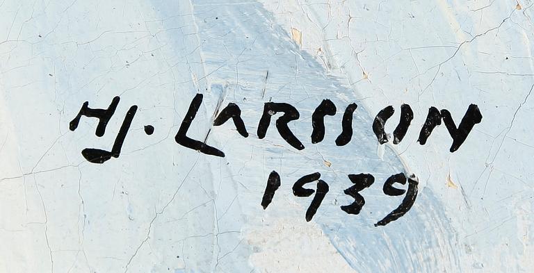 HJALMAR LARSSON, 2 st, olja på pannå, sign och dat 1939.