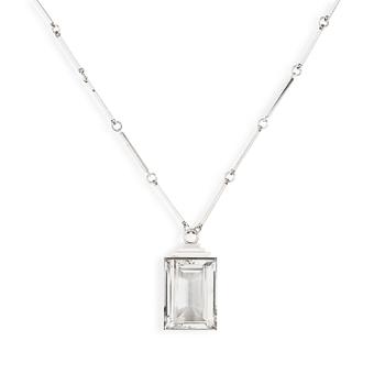 23. Wiwen Nilsson, a sterling and rock crystal pendant and chain, Lund, Sweden 1935.