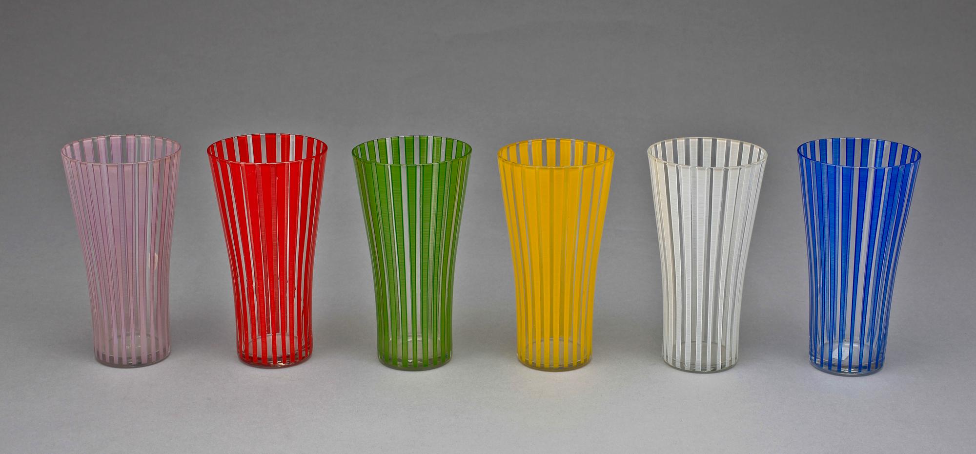 GLAS, 6 st, "Strikt" Bengt Orup, Johansfors, 1900-talets andra hälft.