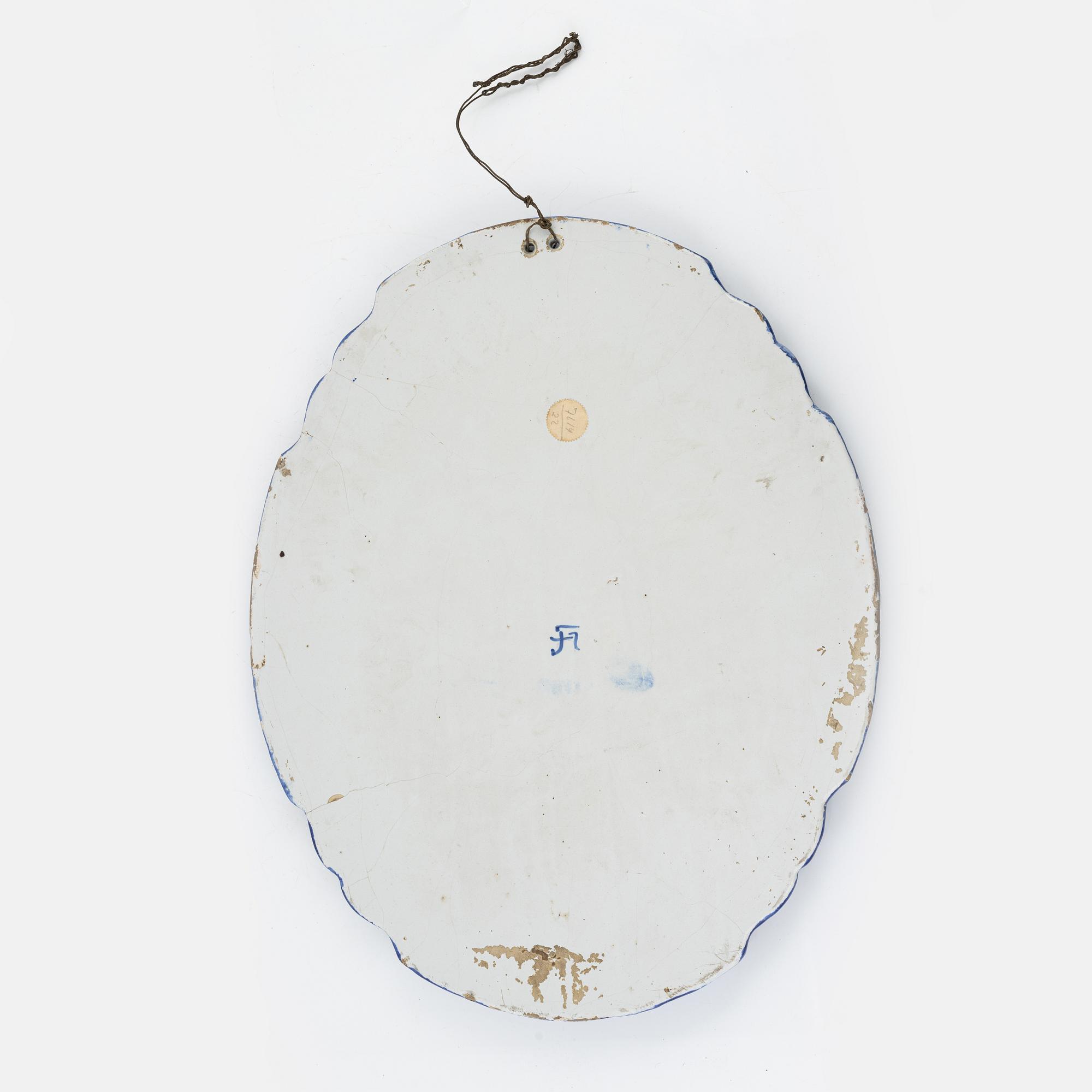 Väggplakett, fajans, Historismus, omkring 1900.