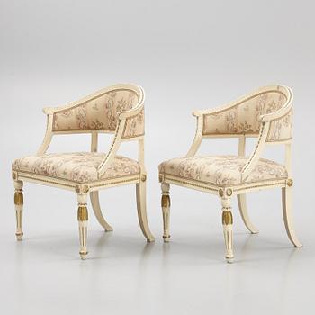A pair of Gustavian chairs, circa 1800.