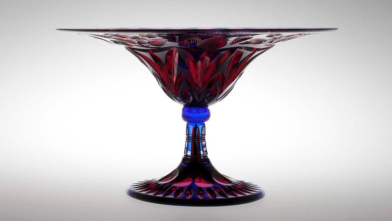 UPPSATSSKÅL, kristallglas, enligt uppgift  Murano, Italien sekelskiftet 1800/1900-tal.