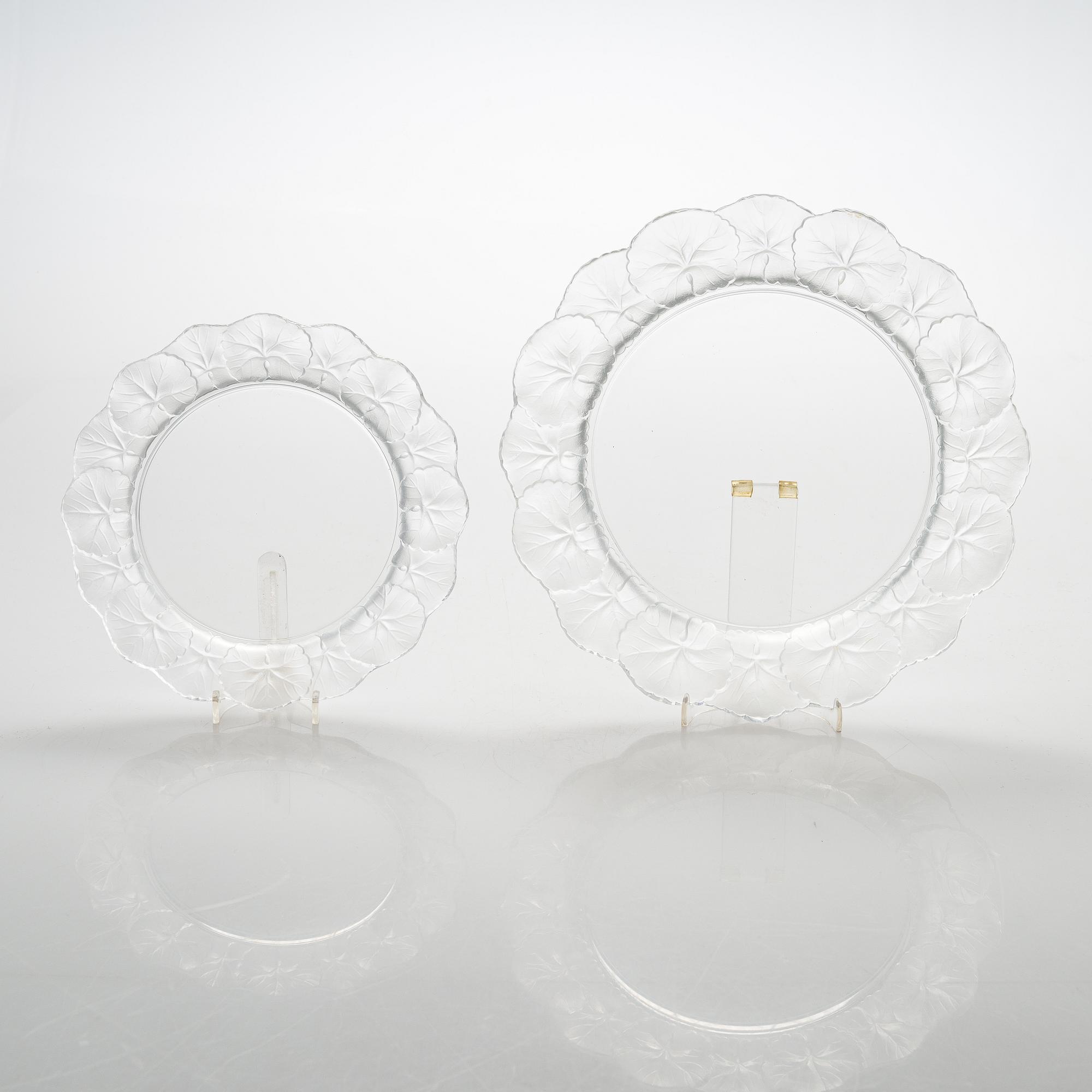 Tallrikar, 20 st, "Honfleur", Lalique, Frankrike 1900-talets senare hälft.