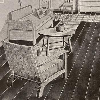 Axel Einar Hjorth, a stained pine "Väddö" easy chair, Nordiska Kompaniet, Sweden, 1930s-40s.