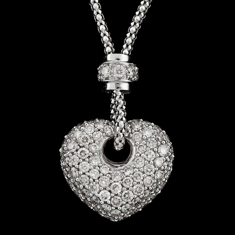 A brilliant cut diamond heart necklace, tot. 1.45 cts.