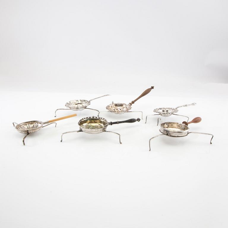 Tea spiders 6 pcs silver 19th century.