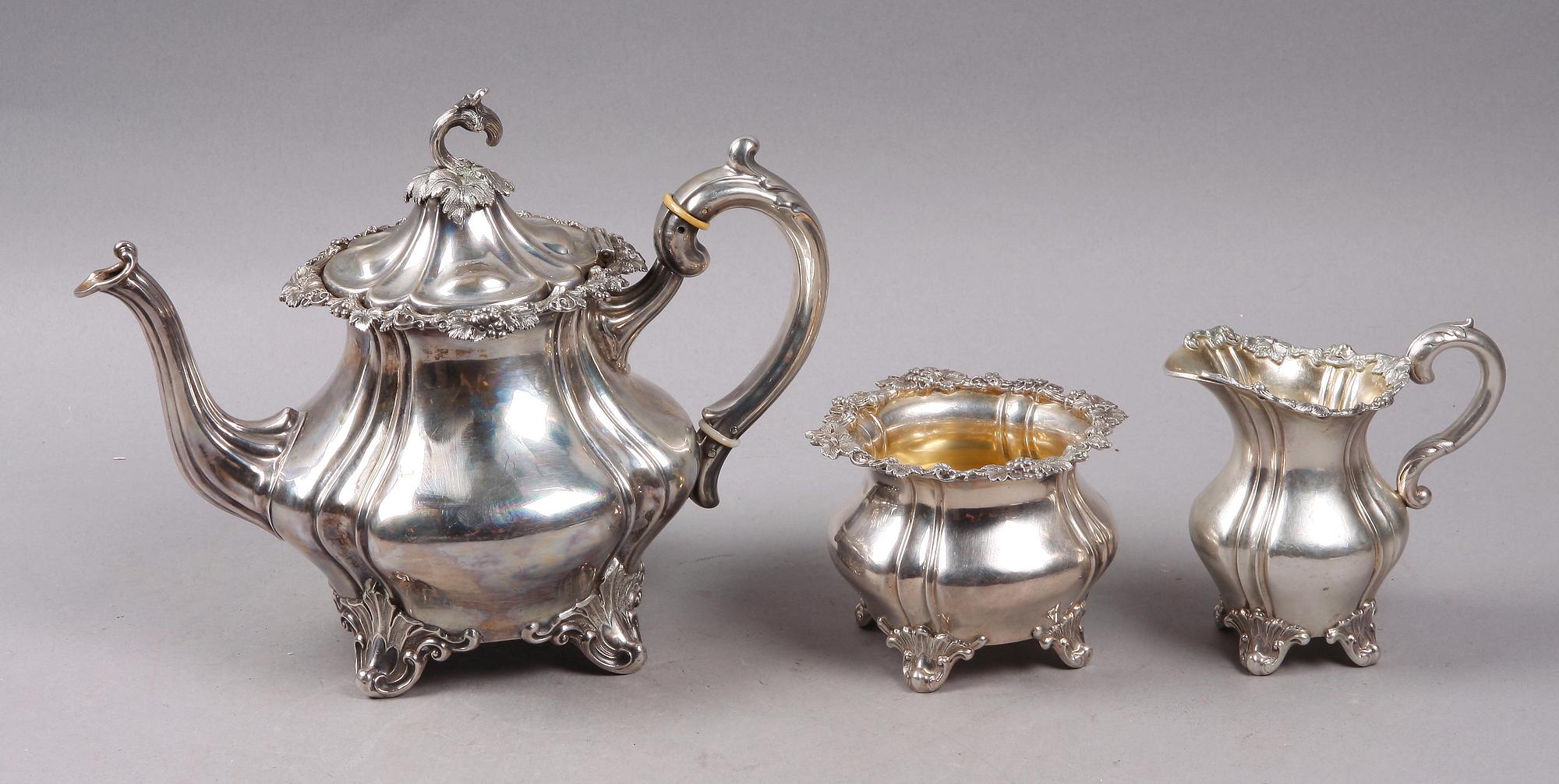 TESERVIS, 3 delar. Silver. Nyrokoko, Wilkens, Tyskland.