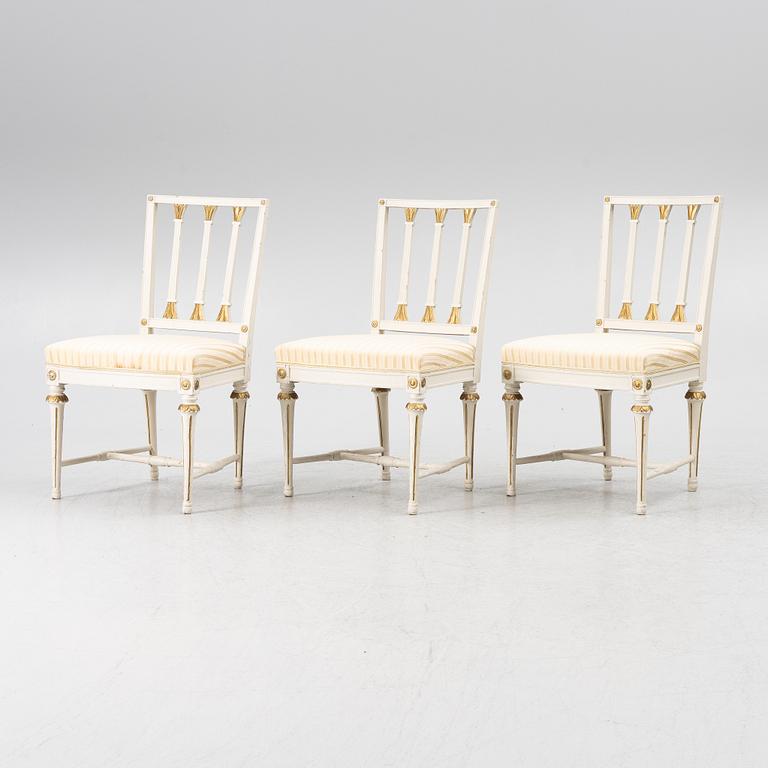 Stolar, 3 st, sengustavianska, Stockholm, omkring 1800.
