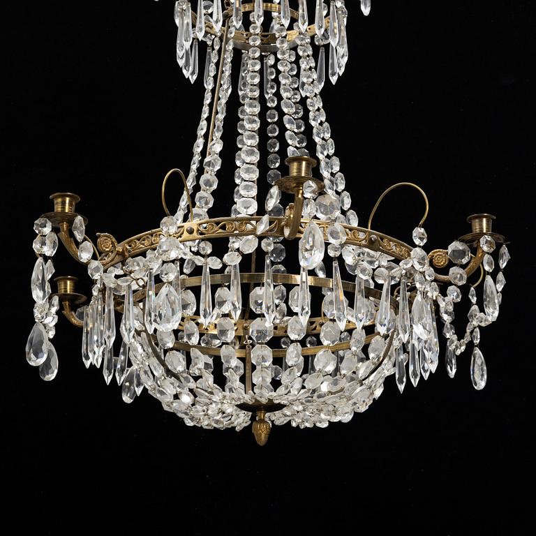 A Gustavian style chandelier, end of the 20th Century.