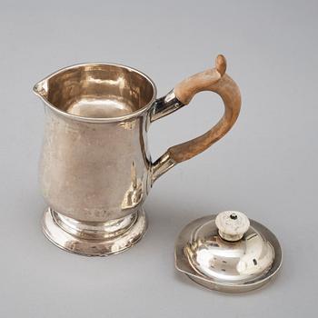 A silver jug by John Langlands, Newcastle, England, 1769.