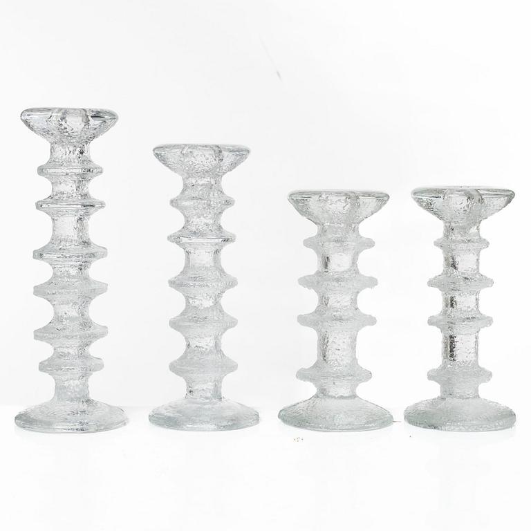 Timo Sarpaneva, a set of seven 'Festivo' glass candlesticks, Iittala.