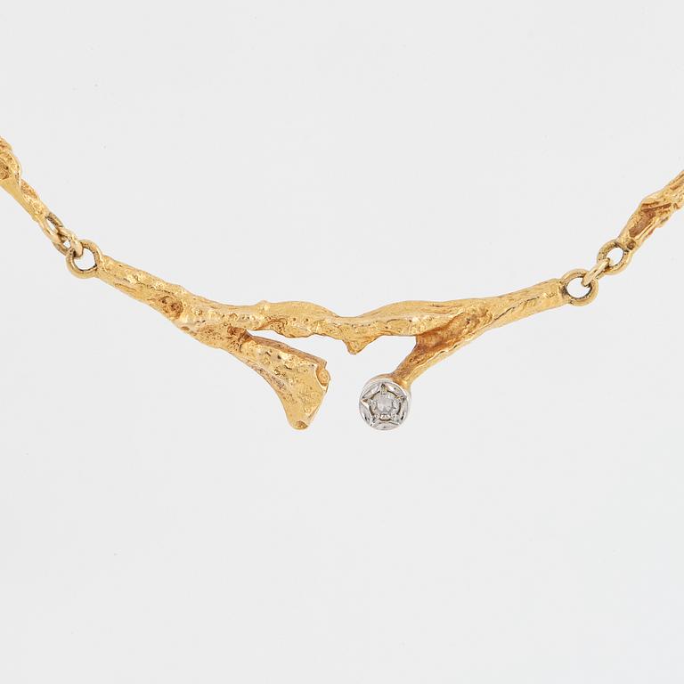 BJÖRN WECKSTRÖM, necklace "Spring dew", bracelet and ring "Diamond pond", 18K gold with eight-cut diamonds.