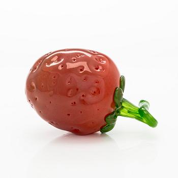 Oiva Toikka, glasfigurin, "Jordgubb" signerad O. Toikka Nuutajärvi.