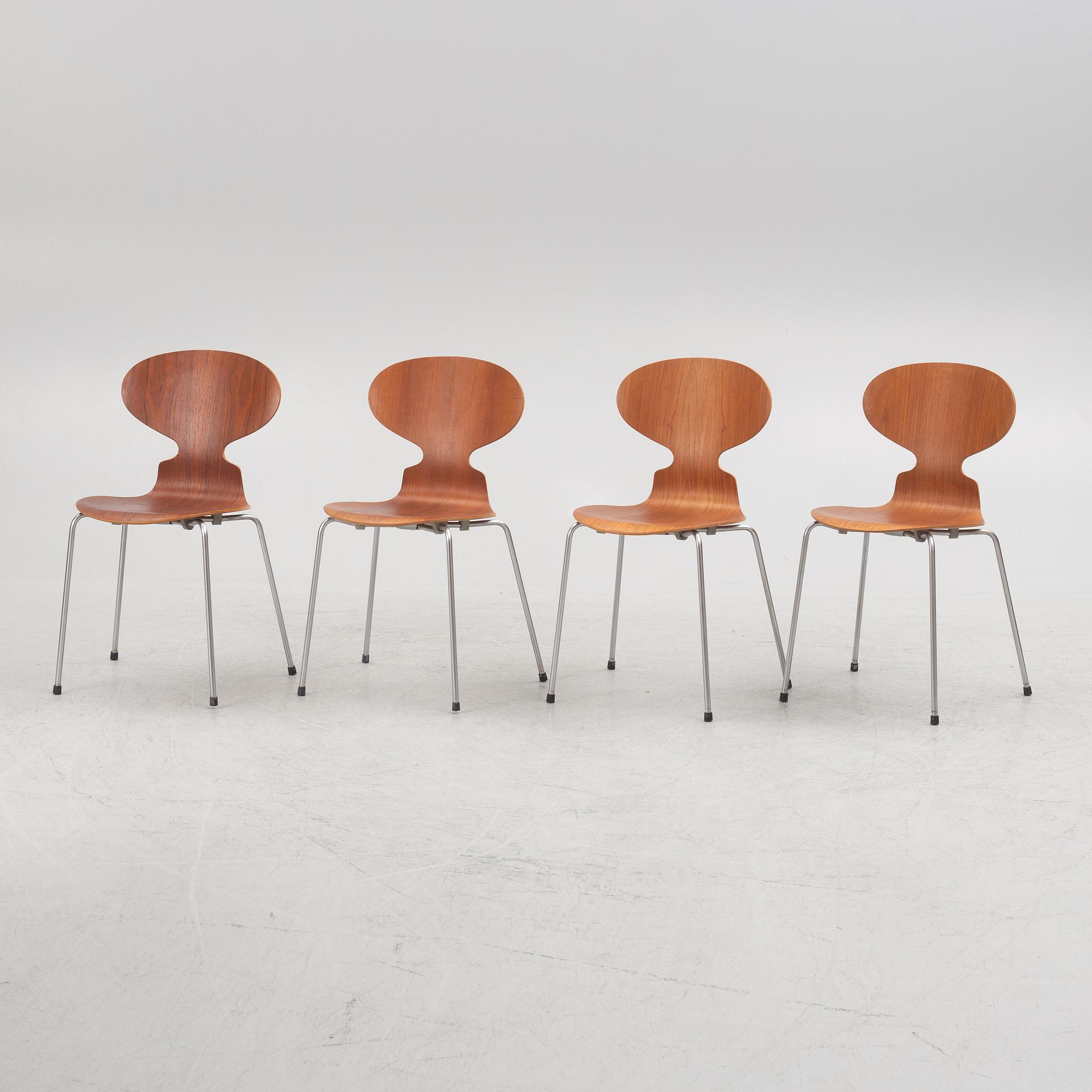 Arne Jacobsen, stolar, 4 st, "Myran", Fritz Hansen, Danmark 1963-64.