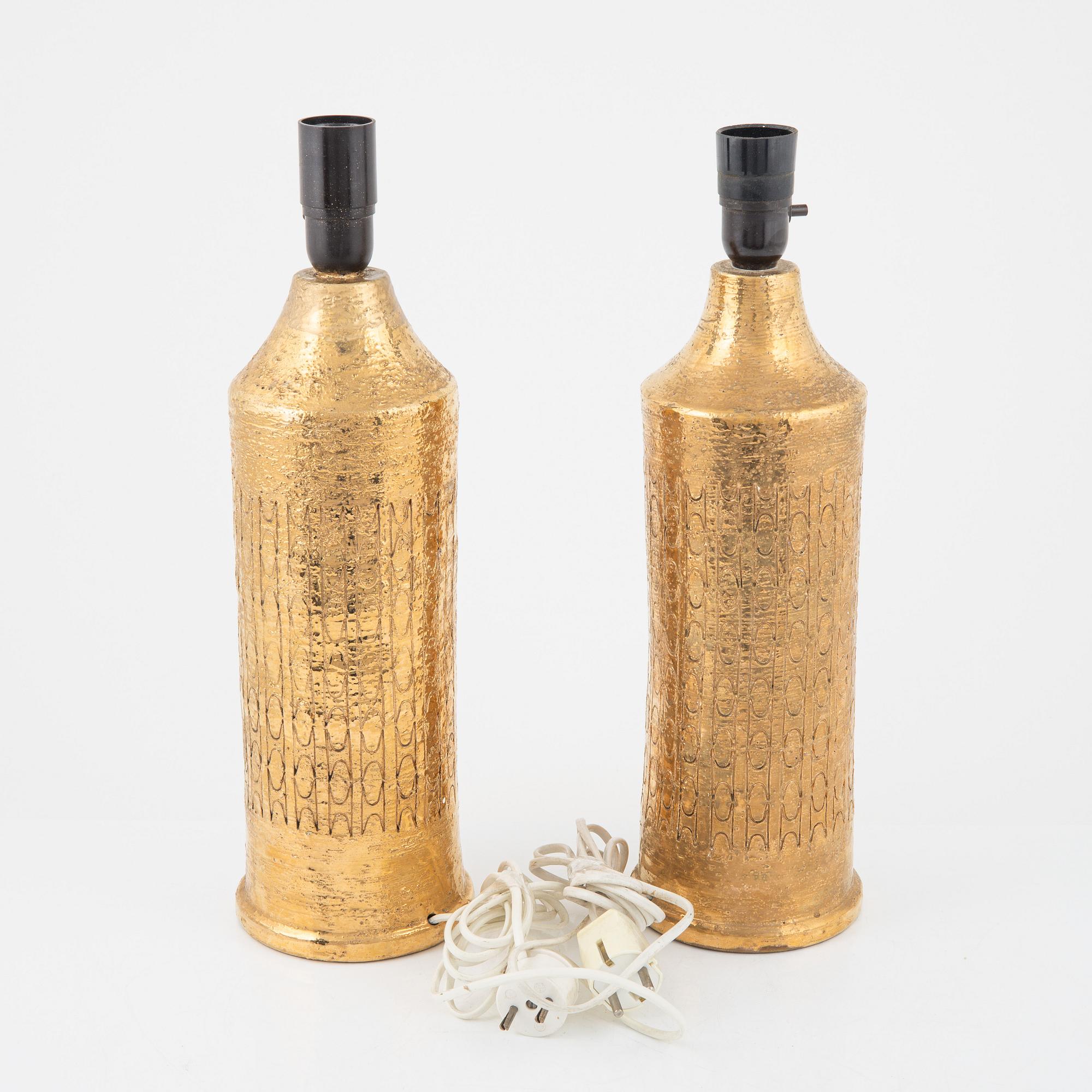 A pair of stoneware table lights, Bitossi for Bergboms, 1970's.