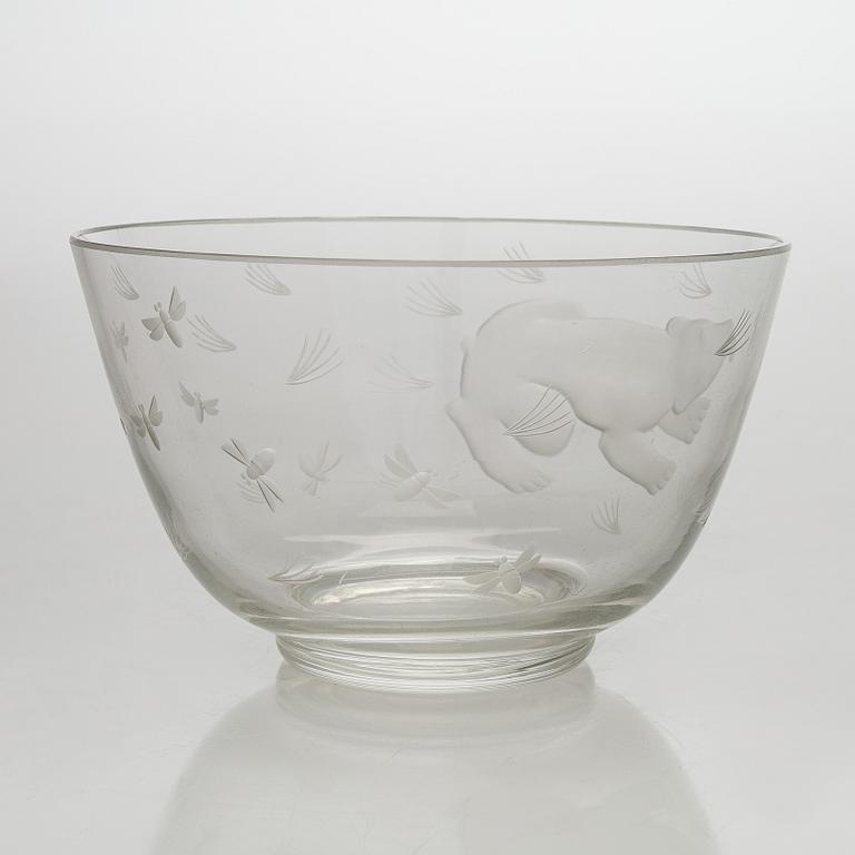 Arttu Brummer, A glass bowl signed  A. Brummer -35 Oy Riihimäki.