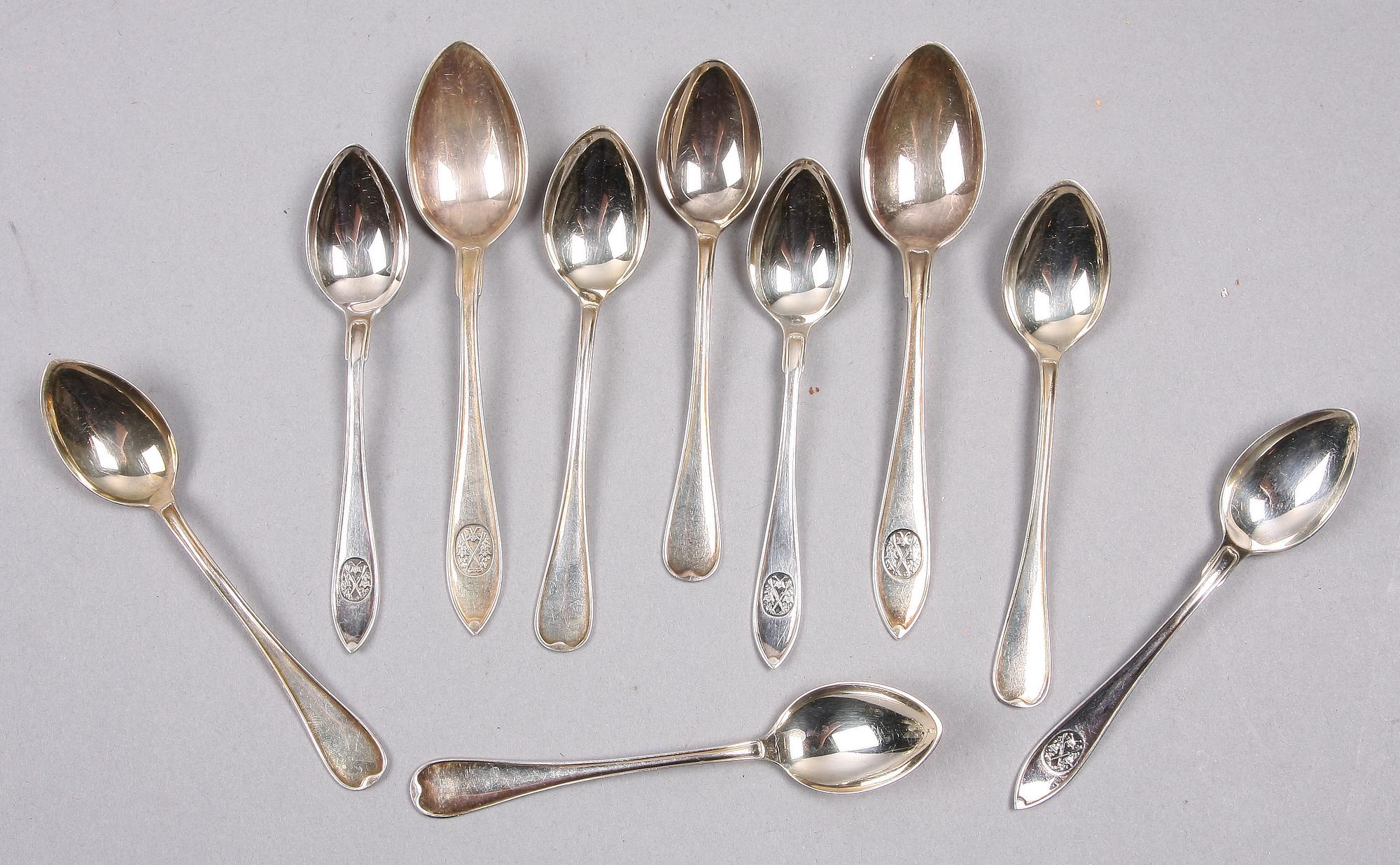 KAFFE- OCH TESKEDAR, 31 st, silver, 1930-40-tal.