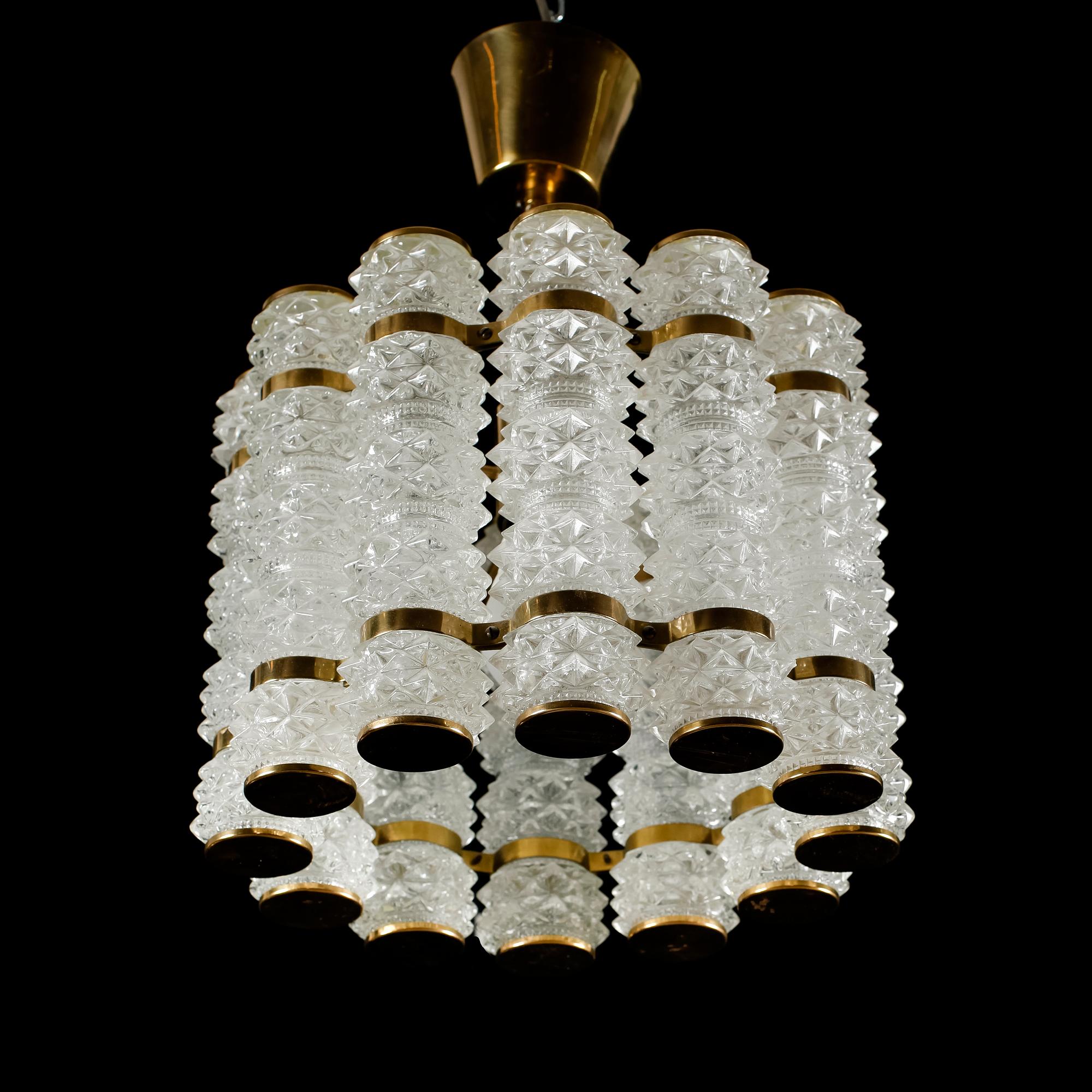 TAKLAMPA, Orrefors, 1900-talets andra hälft, höjd 42 cm.
